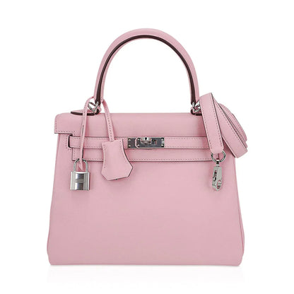 Kelly 25 Bag Rose Sakura Swift Leather with Palladium Hardware