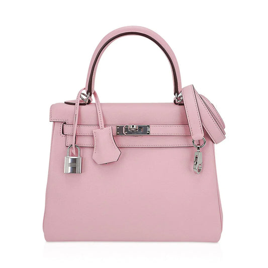 Kelly 25 Bag Rose Sakura Swift Leather with Palladium Hardware