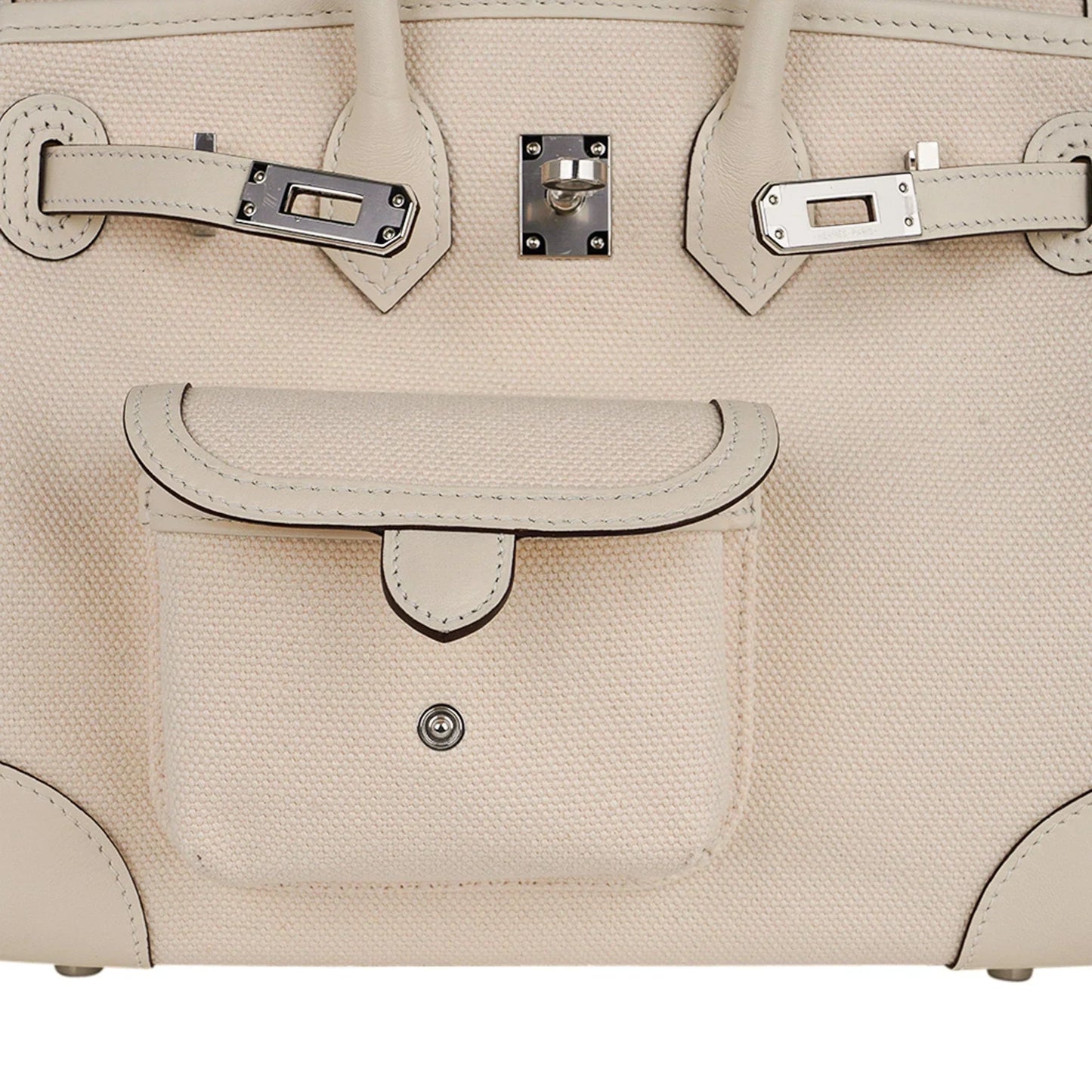 Birkin 25 Cargo Nata Toile Goeland Bag Swift Leather Trim Limited Edition