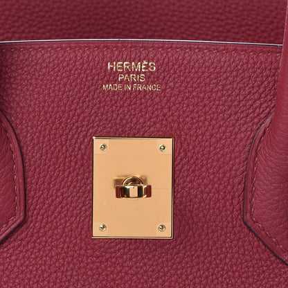 Birkin 25cm Rouge H Bordeaux Red Gold Hardware Bag Y Stamp
