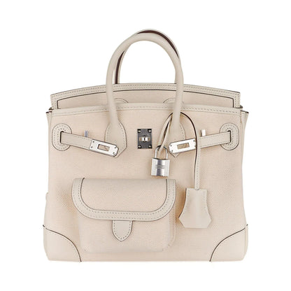 Birkin 25 Cargo Nata Toile Goeland Bag Swift Leather Trim Limited Edition
