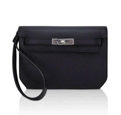 Kelly Depeches 25 Pouch Bag Blue Ocean Togo Leather with Palladium Hardware