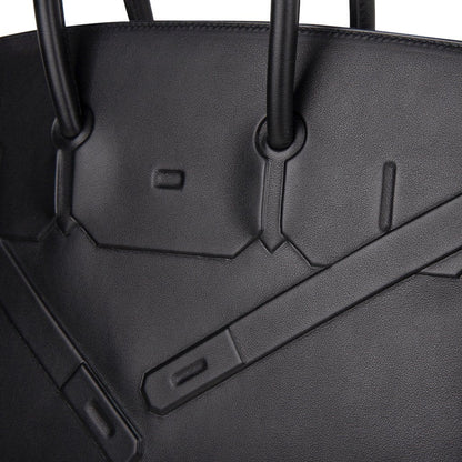 Shadow Birkin 35 Bag Limited Edition Black Swift Leather New