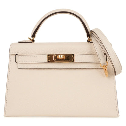 Mini Kelly 20 Bag Sellier Nata Epsom with Gold Hardware