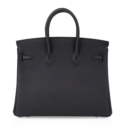 Birkin 25 Bag Black Palladium Hardware Togo Leather