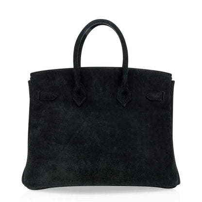 Birkin 35 Bag Black Doblis Suede Gold Hardware Limited Edition